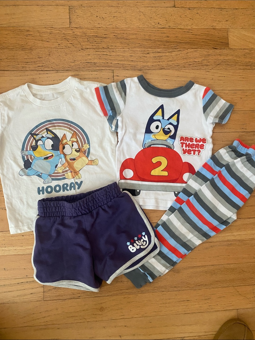 Bluey Kids Pajama Set - White, Blue & Red